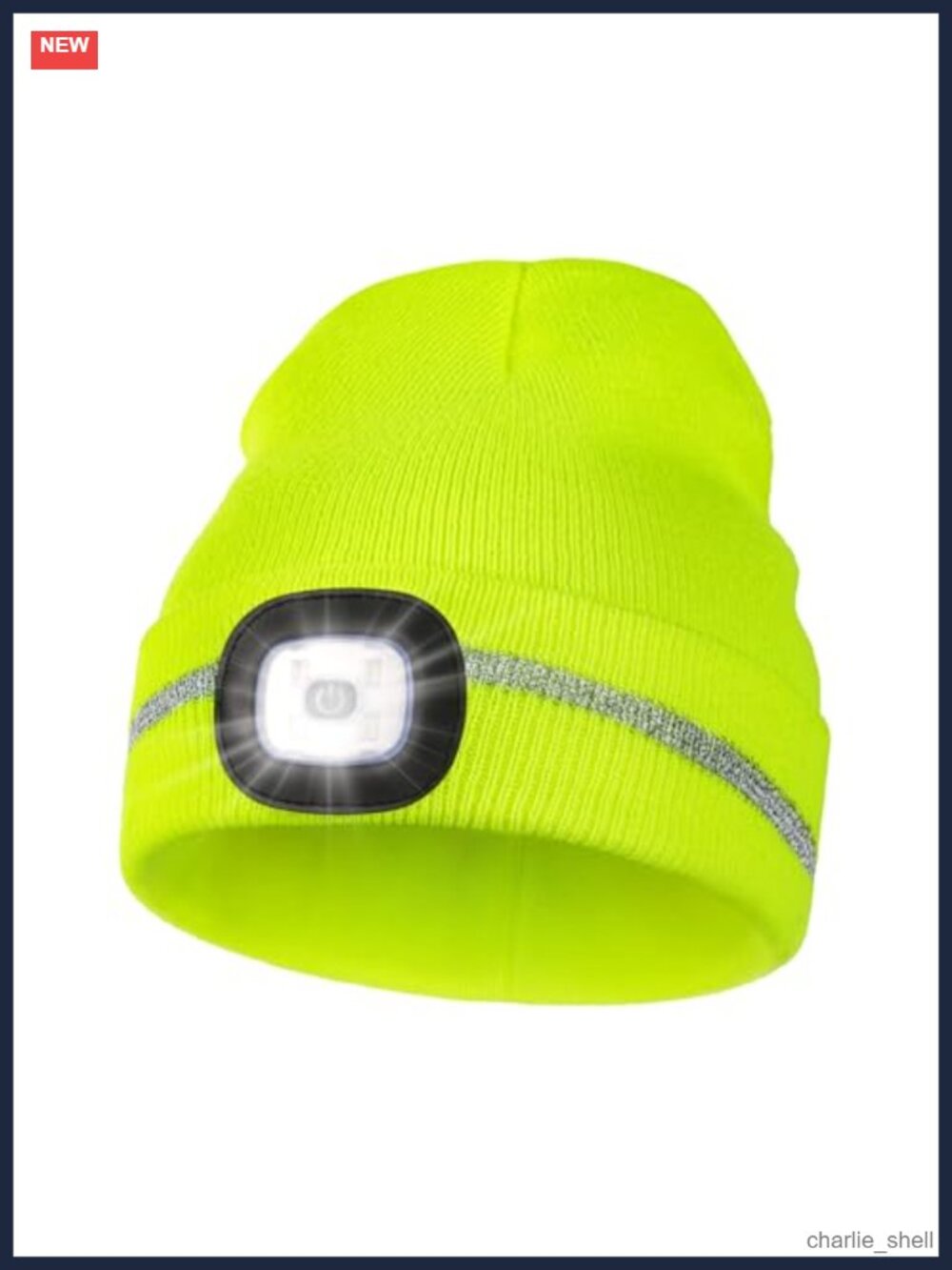Reflective Stripe Beanie with LED Light Rechargeable Warm Winter Hat